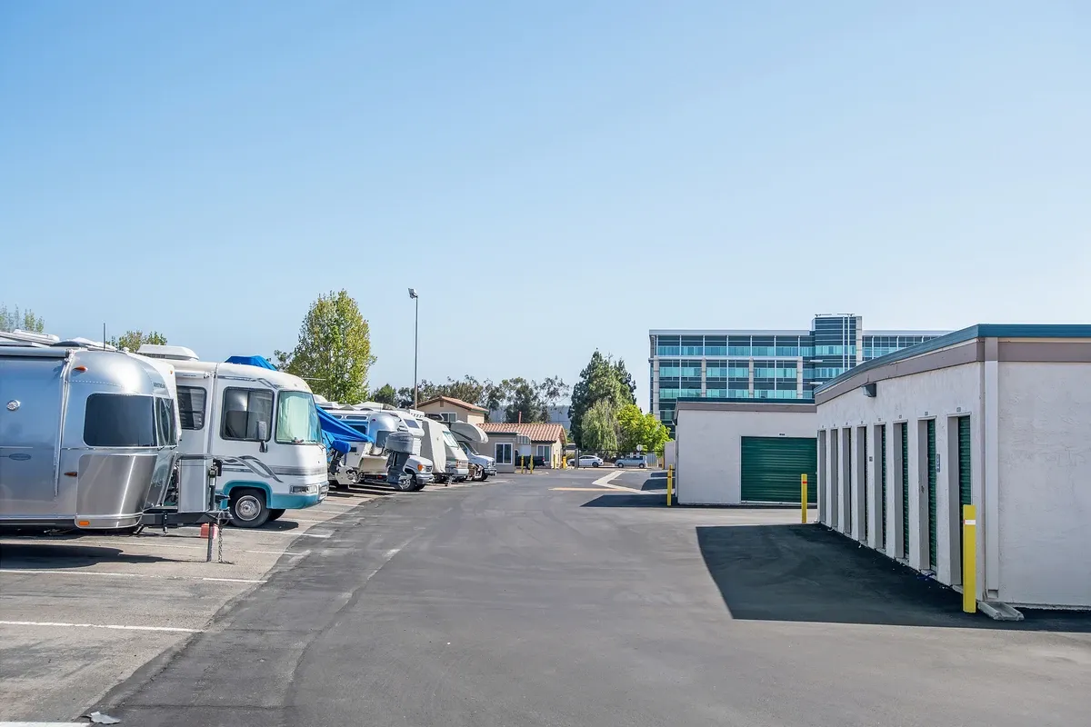 RV Parking Lot Image with back of building