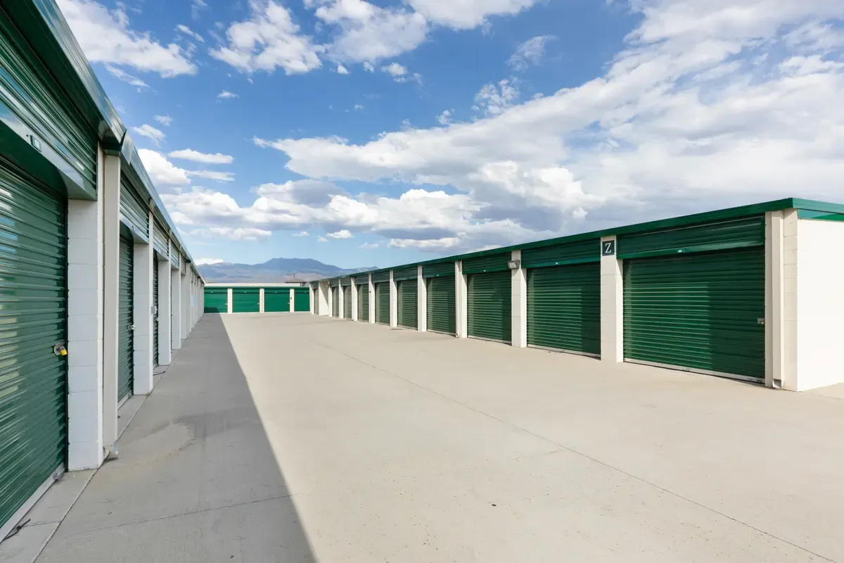 Row of medium & large exterior storage units.