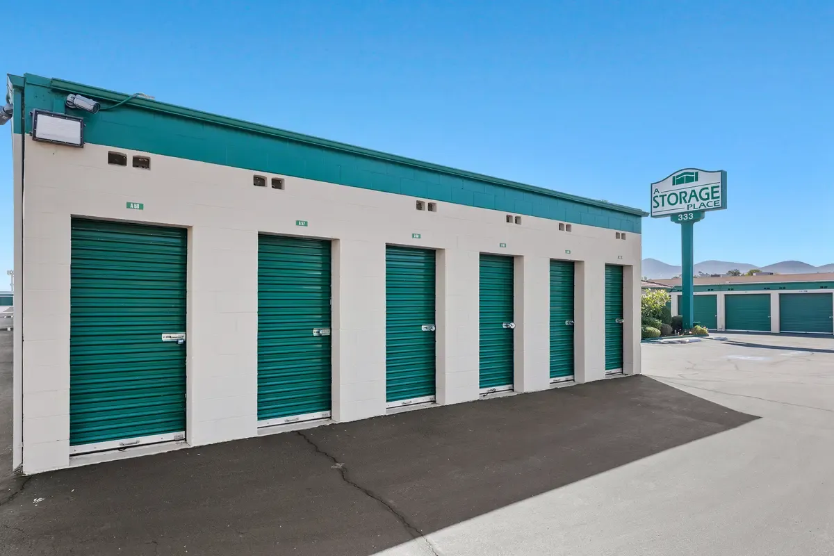 Six small exterior storage units.