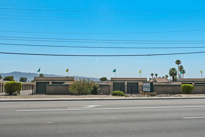 Street view of a storage facility during the day