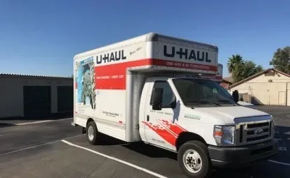 U Haul moving truck parked at a storage facility.